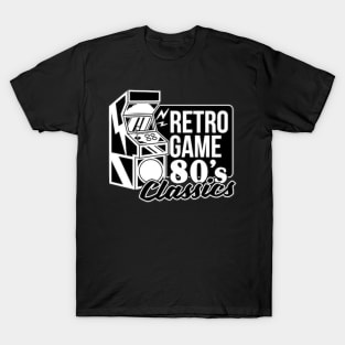 Retro Game Machine In Black And White T-Shirt